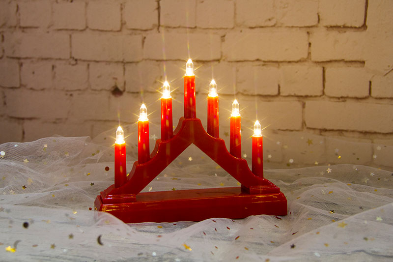 7PCS Mini Red Plastic Candle Bridge Licht