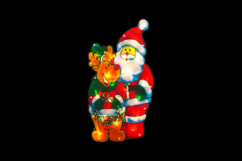 Santa And Deer Silhouette Lichter PVC